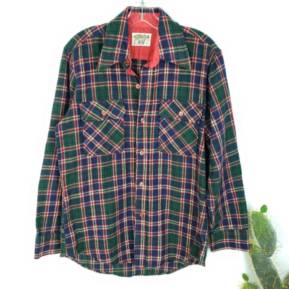 Vintage BRIGGS Sierra Madre Wool Blend Plaid Shirt Shacket Korea size M - Picture 1 of 14